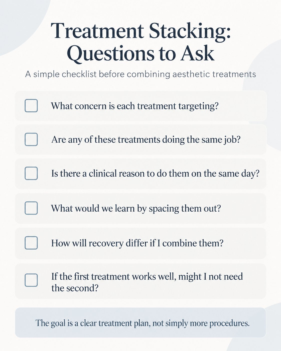 questions to ask about treatment stacking